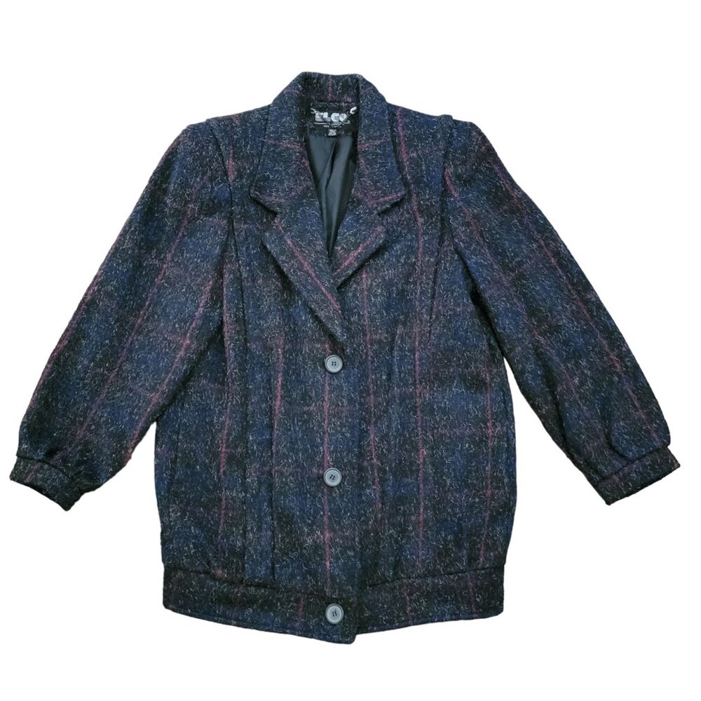 Vintage Elco Wool Winter Coat Womens Small 80s Retro Dark Academia Grunge